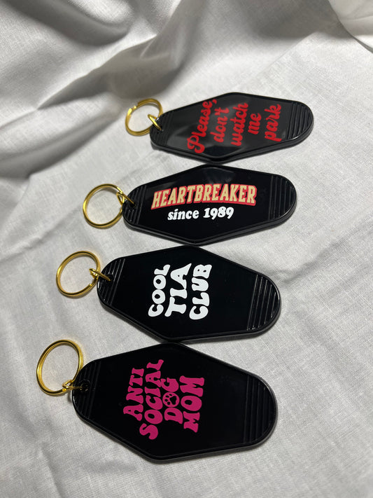 Motel keychains